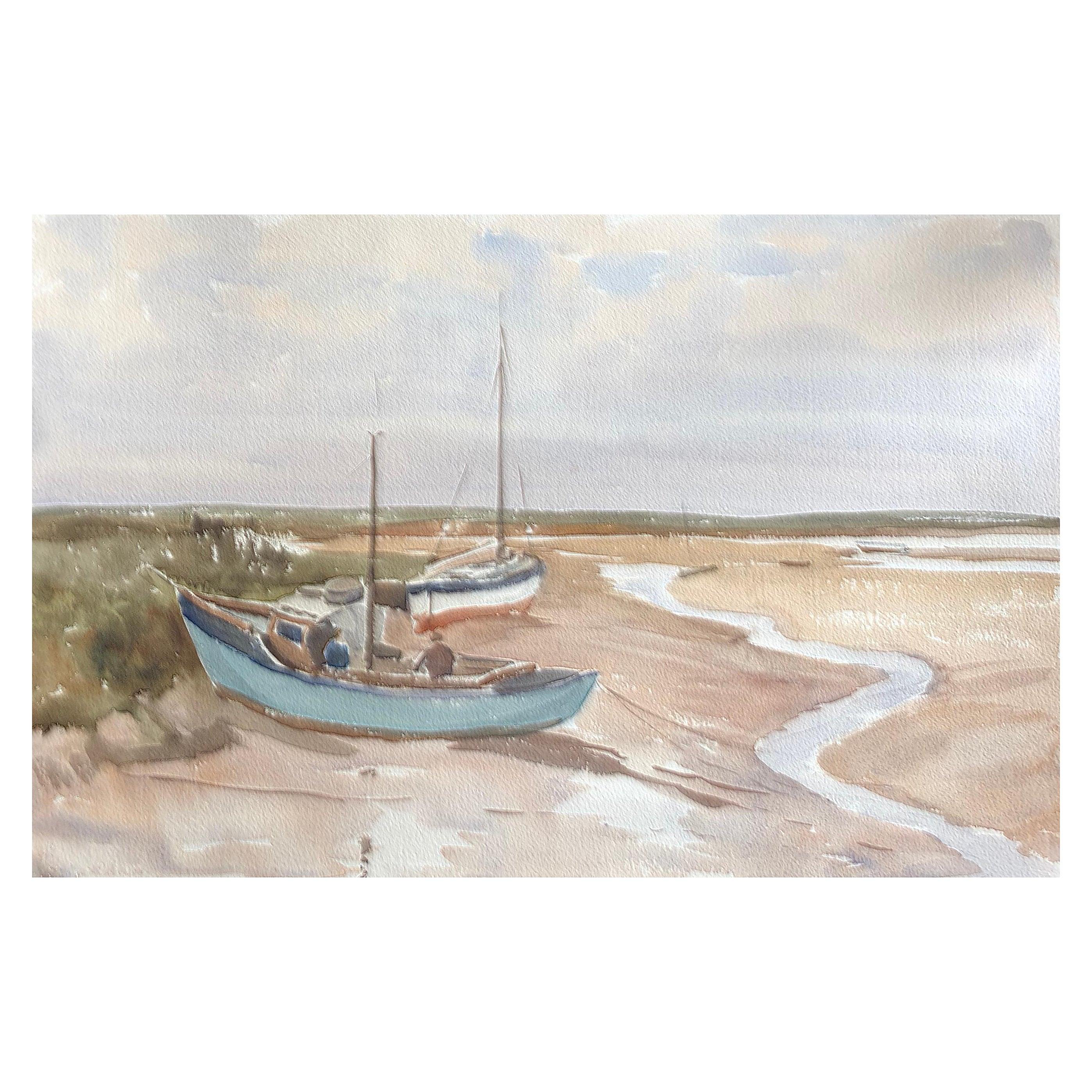 Landscape Art de Unknown - Brancaster Norfolk Pintura original británica a la acuarela