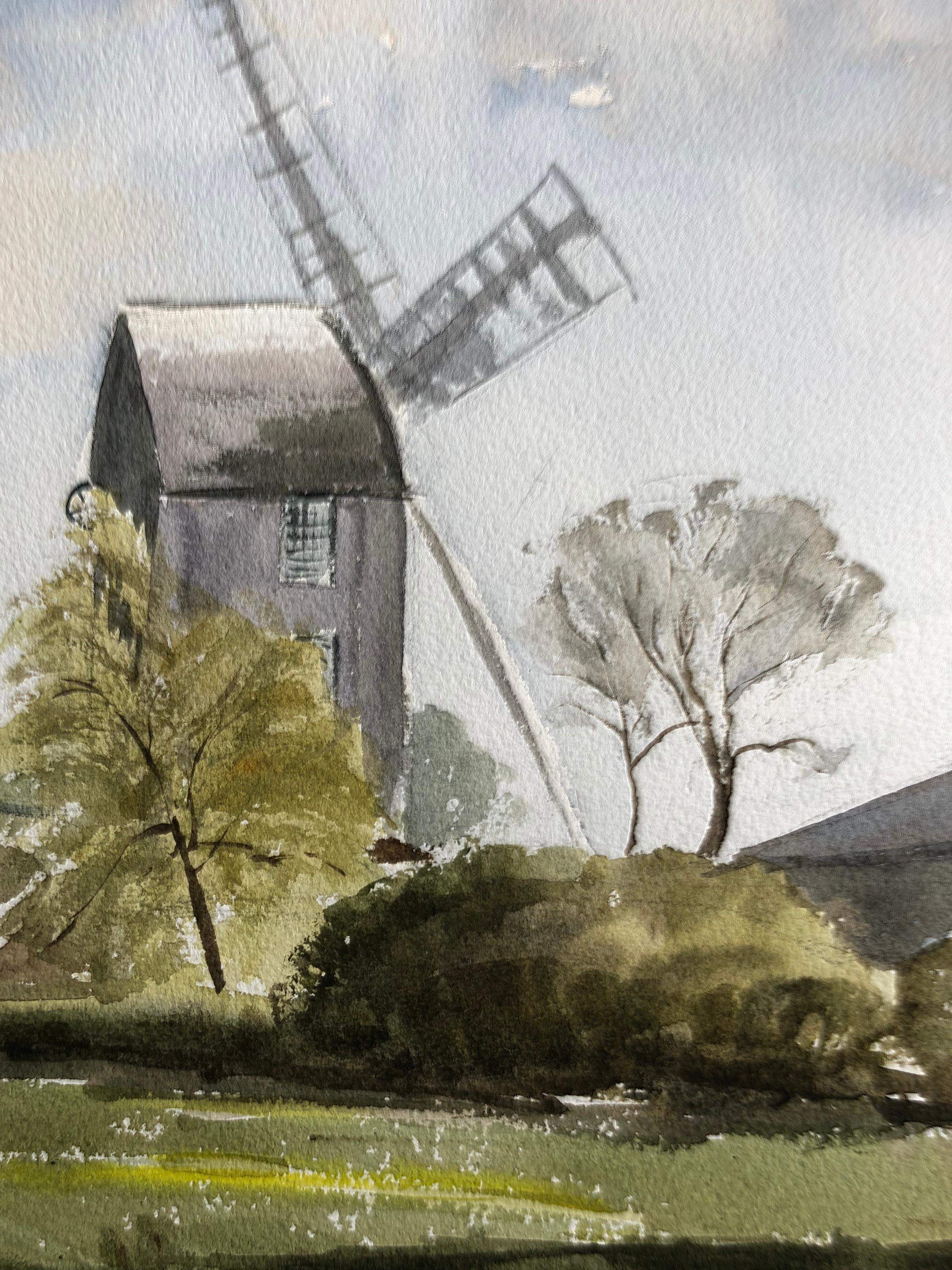 Saxshead Mill Waterford, Pintura original británica a la acuarela - Art de Unknown