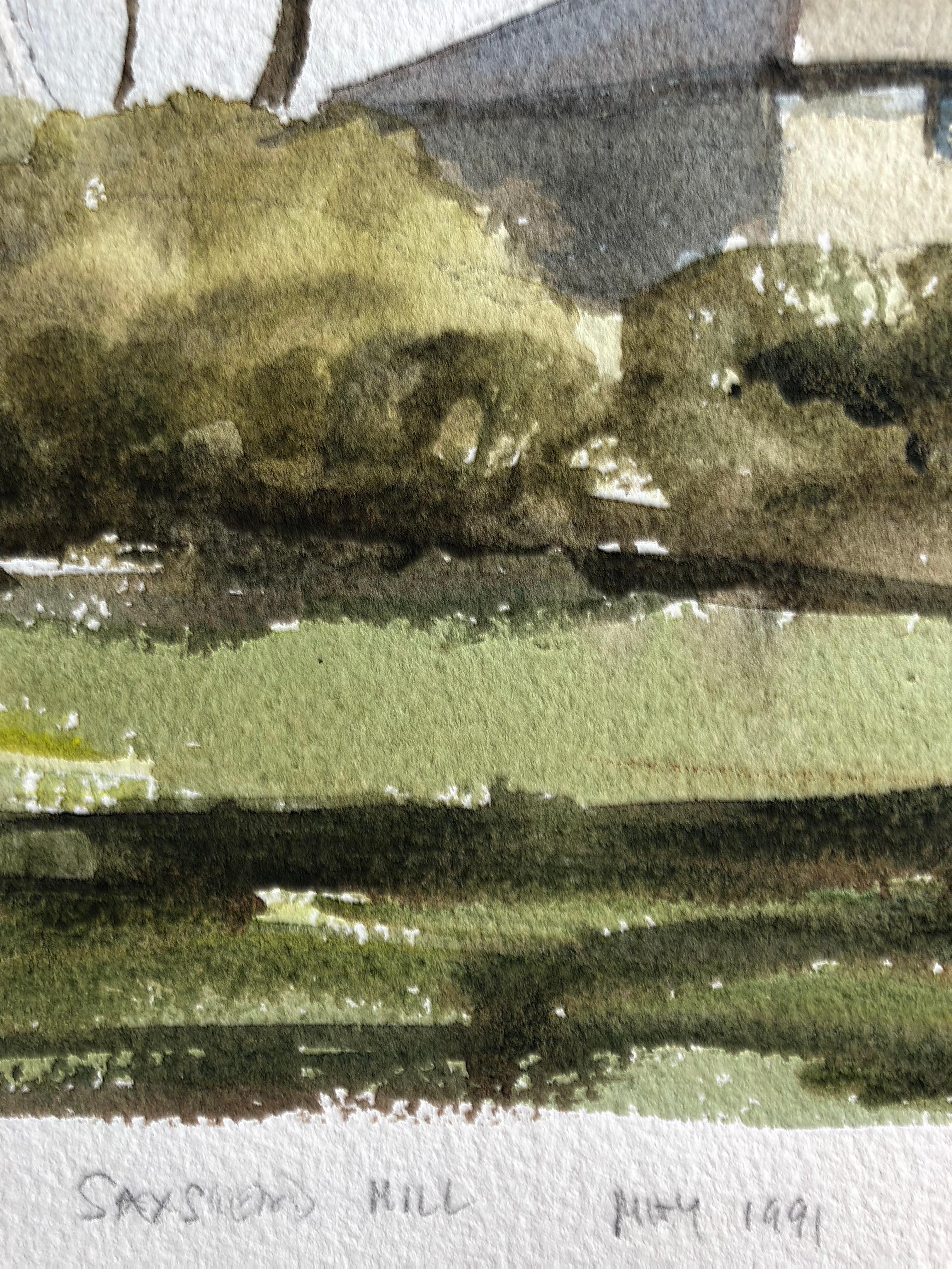 Saxshead Mill Waterford, Pintura original británica a la acuarela - Landscape Art Gris de Unknown