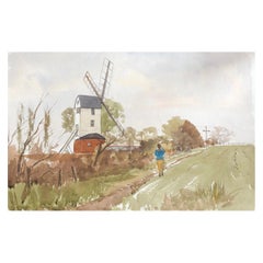 Ramsey Mill, pintura original británica en acuarela