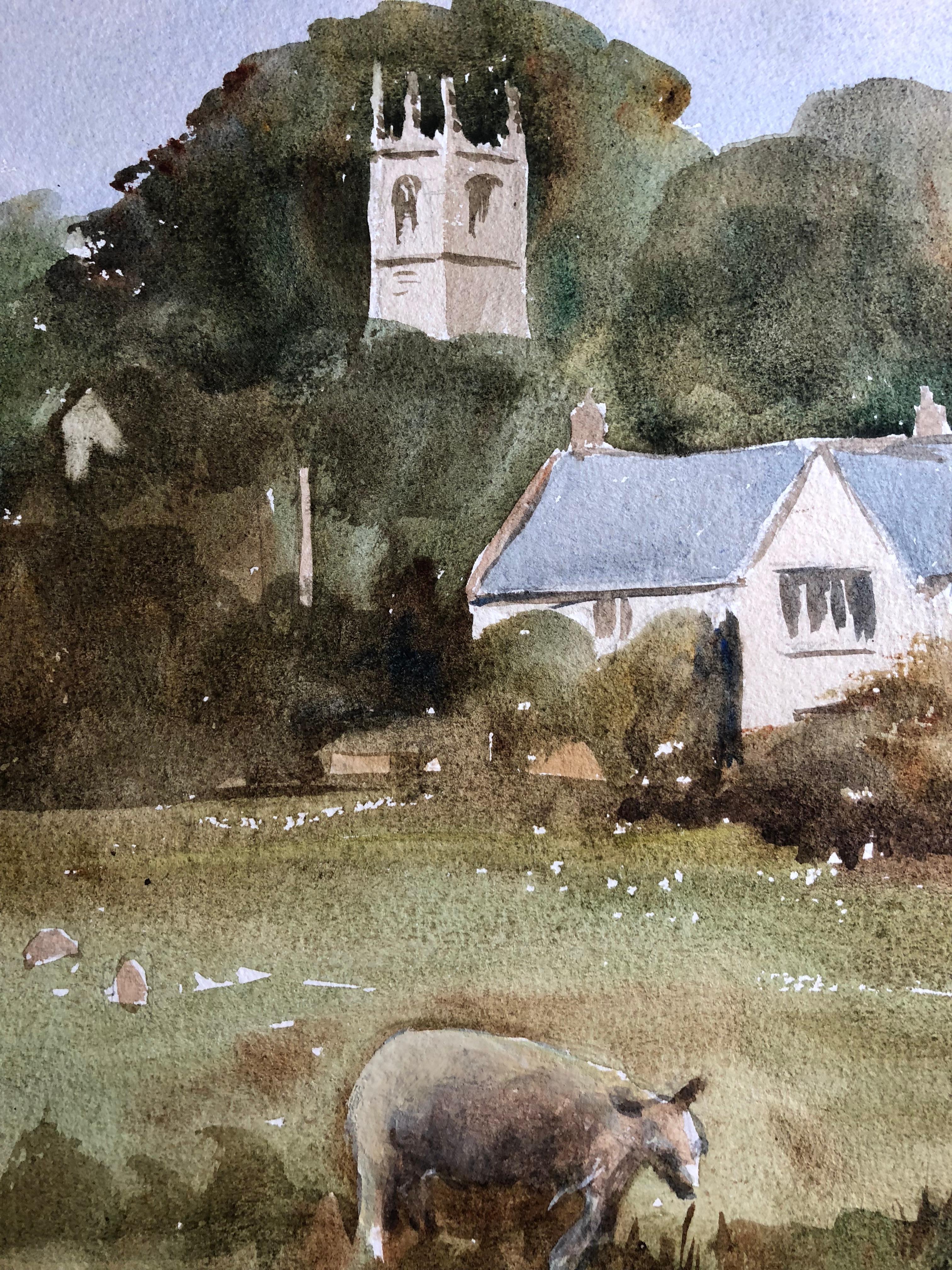 Fisherton, Pintura original británica a la acuarela - Landscape Art Marrón de Unknown