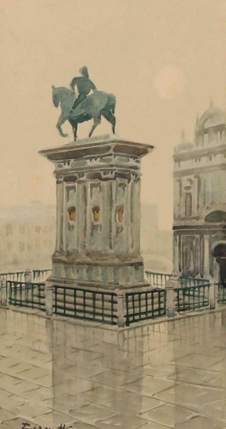Andrea Biondetti (1851-1946) - Acuarela, Monumento a Bartolomeo Colleoni en venta 1
