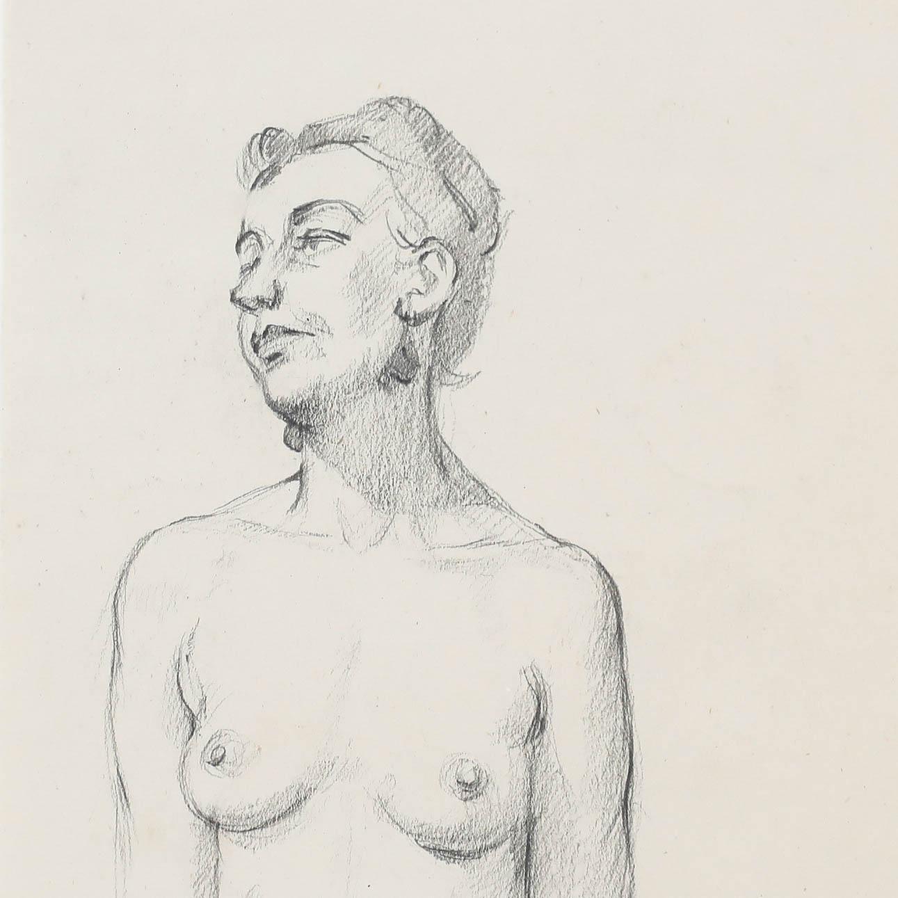 Peter Collins ARCA - Graphitzeichnung des 20. Jahrhunderts, Stehender Akt im Angebot 3