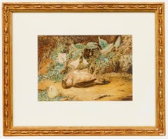 Emma Walter (1833-1893) - Aquarell aus dem späten 19. Jahrhundert, Der tote Spatz