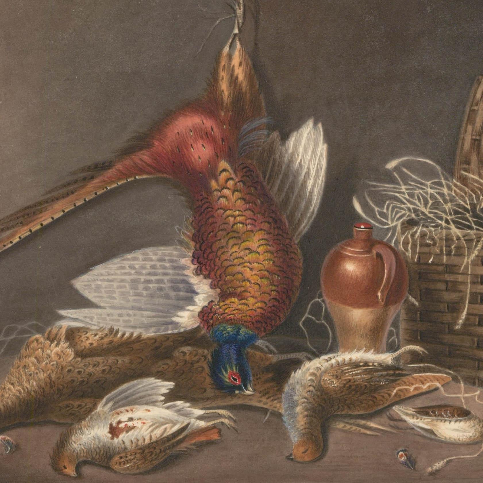 Thomas Remnant Charleton (1756-1849) - Watercolour, Game Bird's in the Larder - Brown Still-Life by Unknown