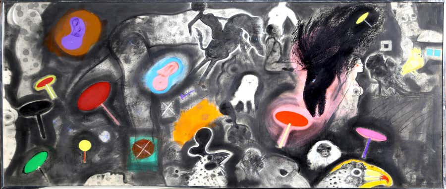 Untitled, Surrealist Mixed Media on Paper by Robert Beauchamp