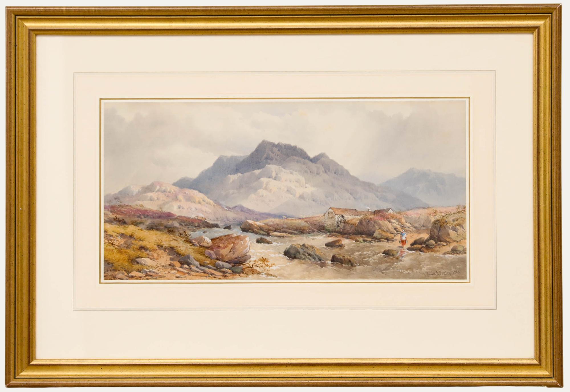 Edwin Aaron Penley (1826-1893) - Escuela Británica 1880 Acuarela, El molino de agua