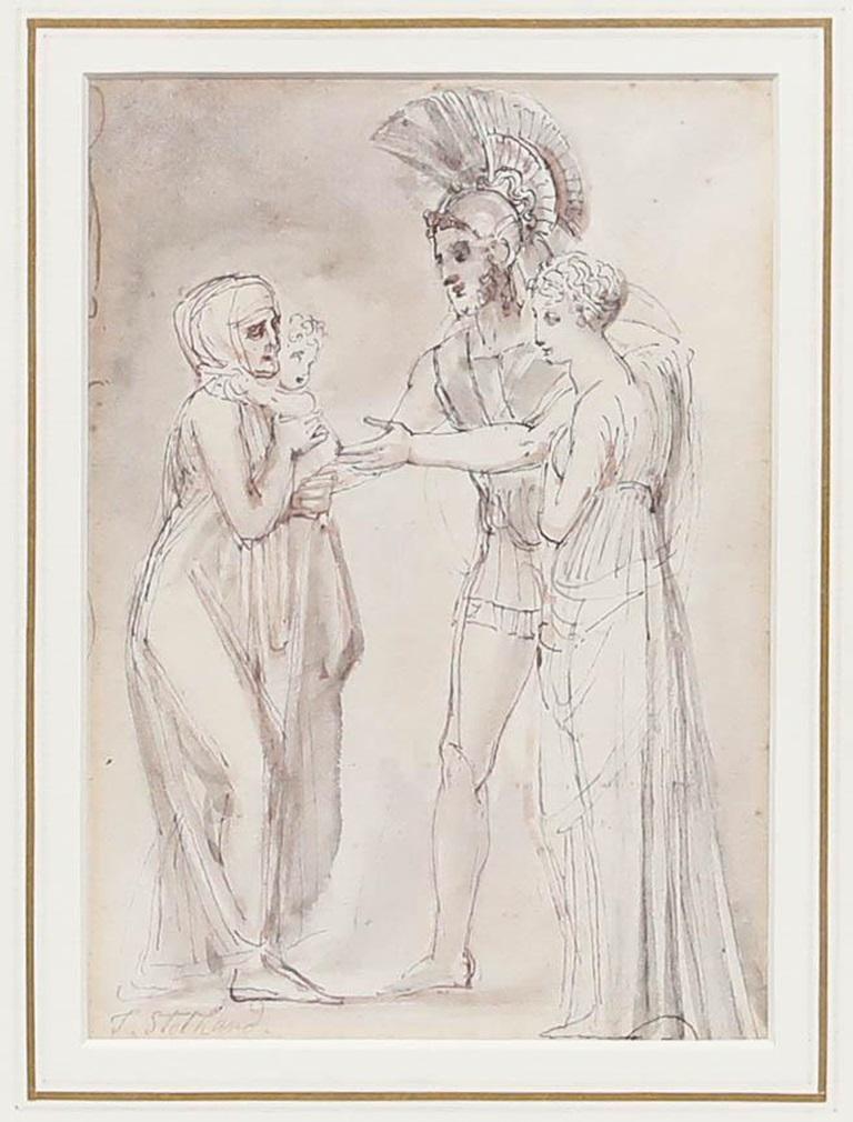 Thomas Stodhart (1755-1834) - Watercolour, The Farewell of Hector and Andromache - Art by Unknown