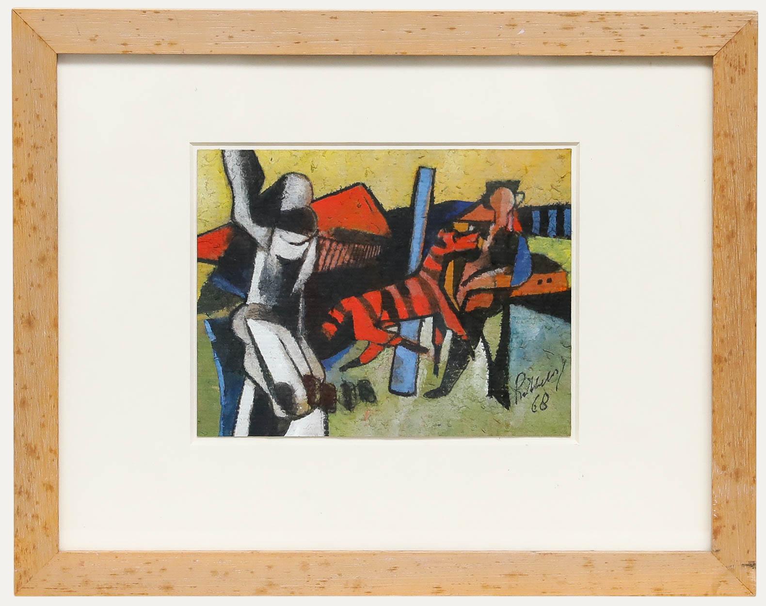 Unknown Animal Art - Dirkjan Ribbeling (1932-2013) - Framed 1968 Gouache, Zebra