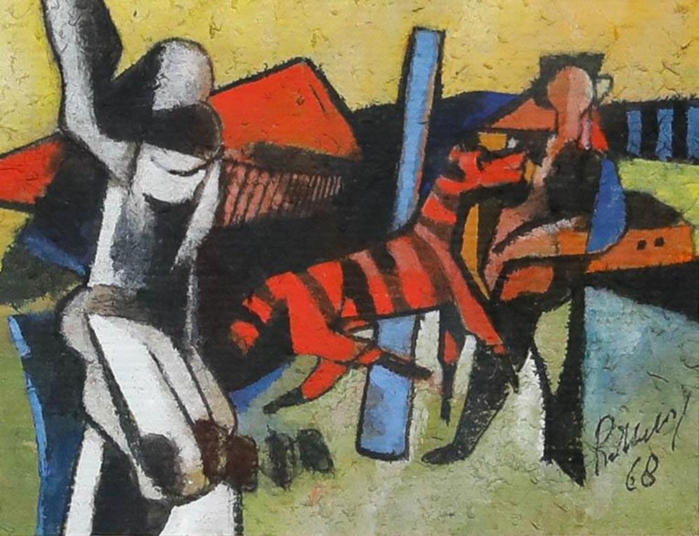 Dirkjan Ribbeling (1932-2013) - Framed 1968 Gouache, Zebra - Art by Unknown