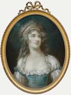 Pastel encadré du 19e siècle - Portrait d'une dame