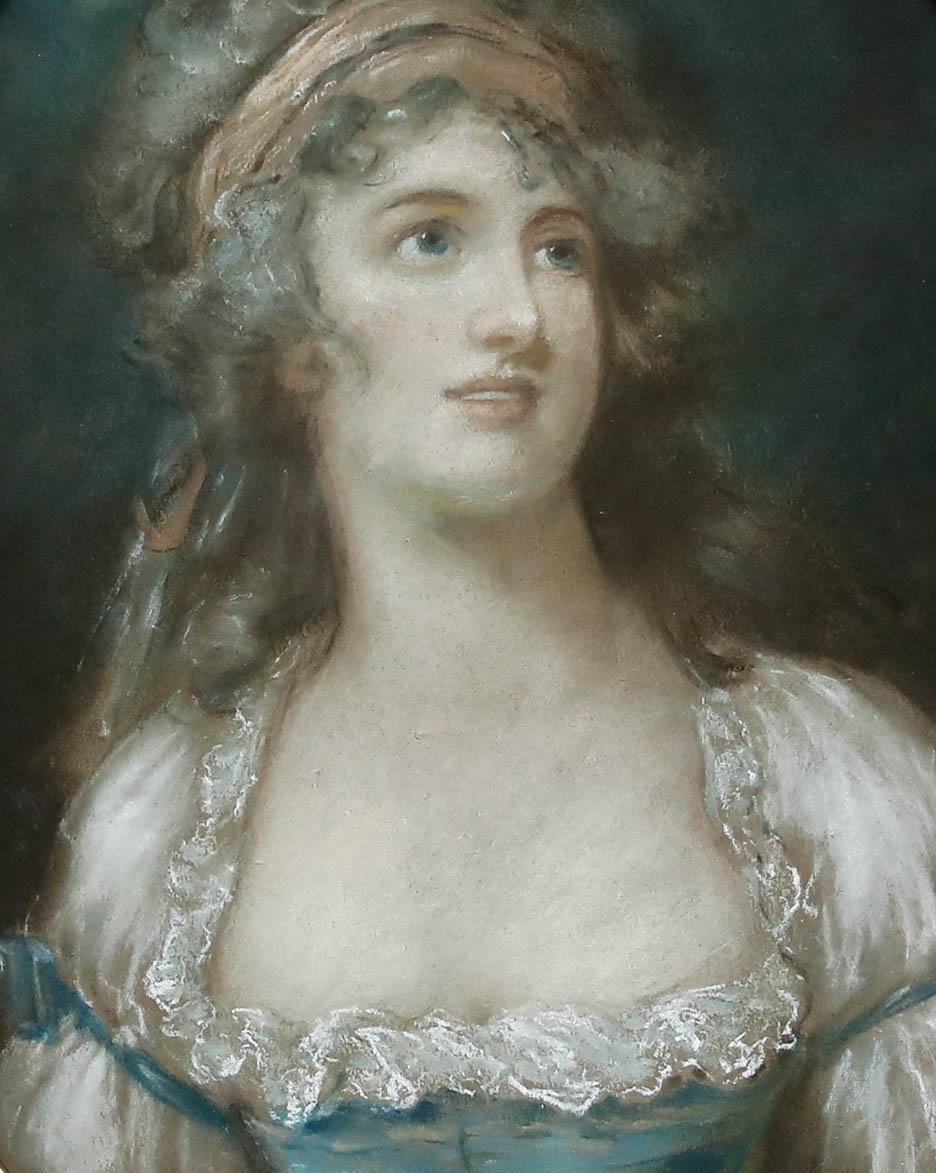 Pastel del siglo XIX enmarcado - Retrato de una dama - Art de Unknown