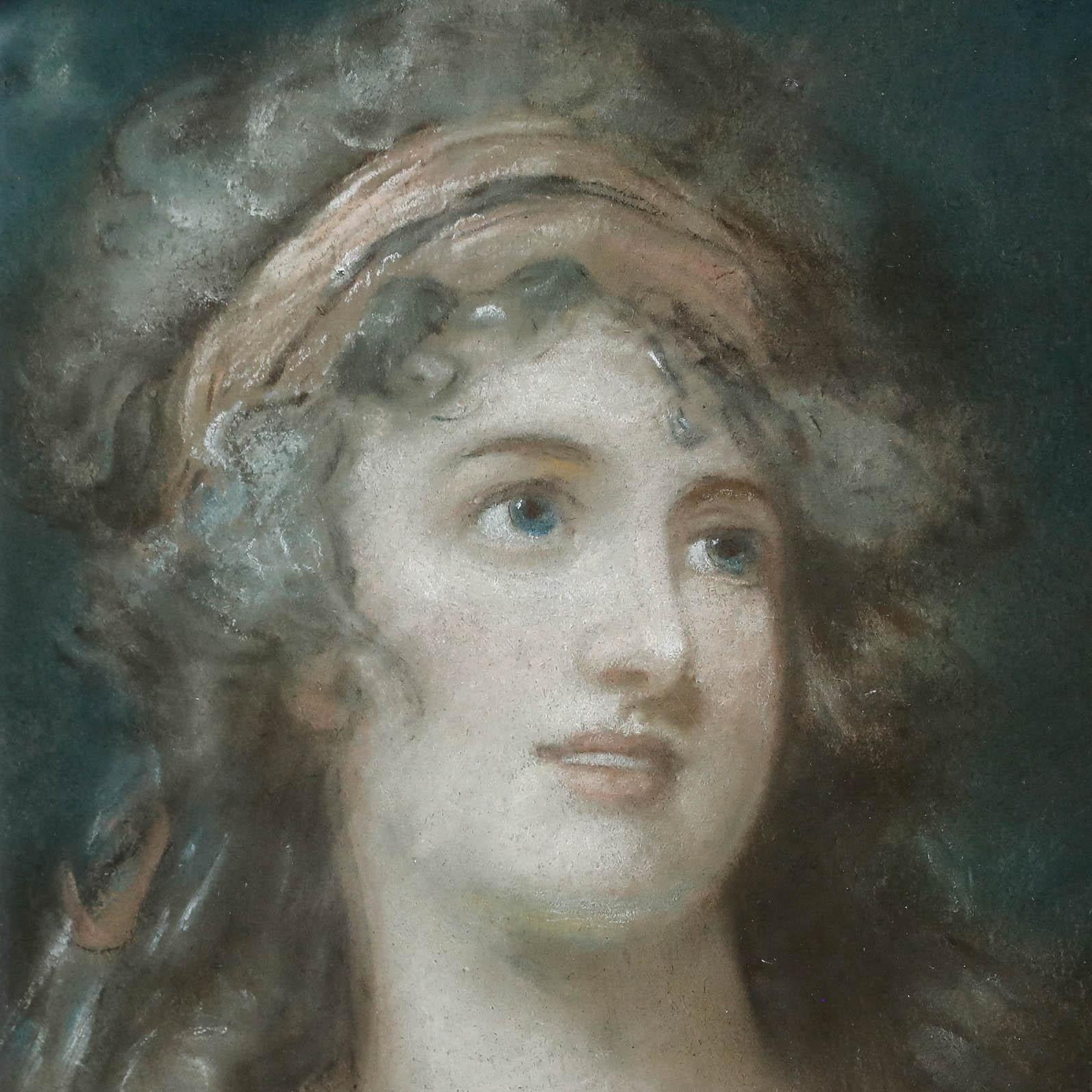 Pastel del siglo XIX enmarcado - Retrato de una dama en venta 1