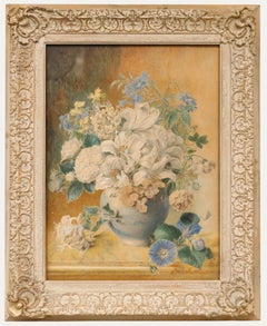 English School Spätes 19. Jahrhundert Aquarell - Stillleben mit Lilien