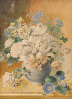English School Late 19th Century Watercolour - Still Life with Lilies