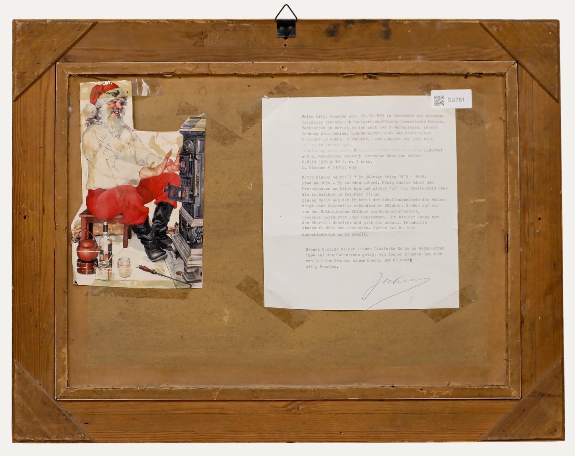 Willy Brandes (1876-1956) - Guazzo dei primi del Novecento, Mercenari a cavallo - Figurative Art Marrone di Unknown