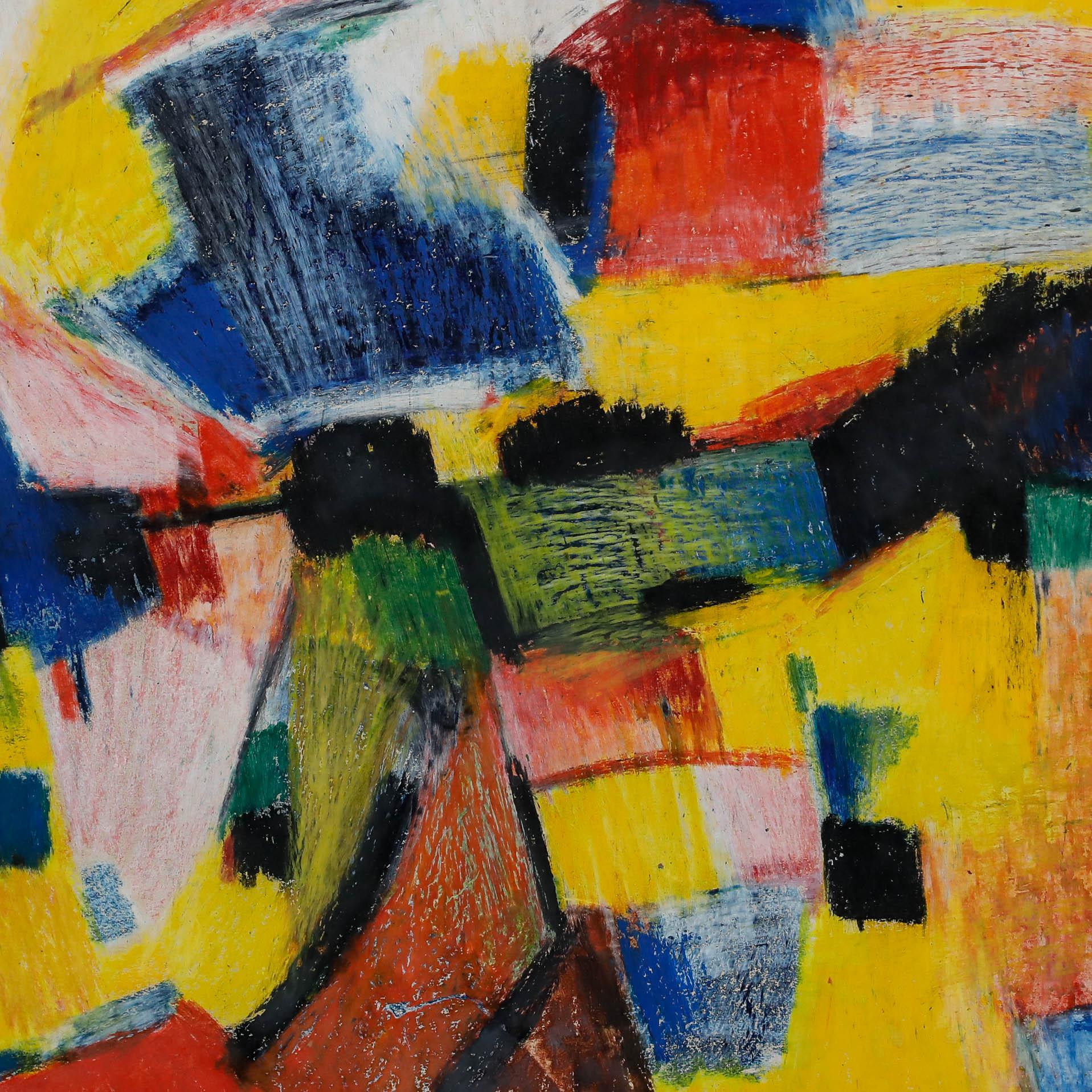 Una vibrante obra expresionista abstracta de Dirkjan Ribbeling (1932-2013), que se distingue por su energía y movimiento dinámicos, con un marcado seguro. Realizado en pastel al óleo. Firmado en la parte inferior derecha. Bien presentado detrás de