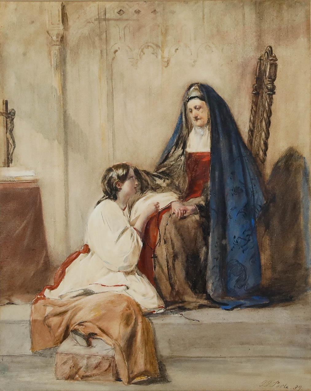 Paul Falconer Poole RA (1807-1879) - 1839 Aquarelle, Guidance de la Sainte Sœur - Art de Unknown