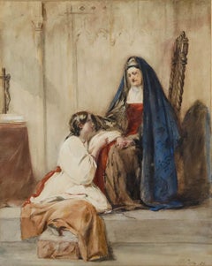 Paul Falconer Poole RA (1807-1879) - 1839 Watercolour, Holy Sister's Guidance