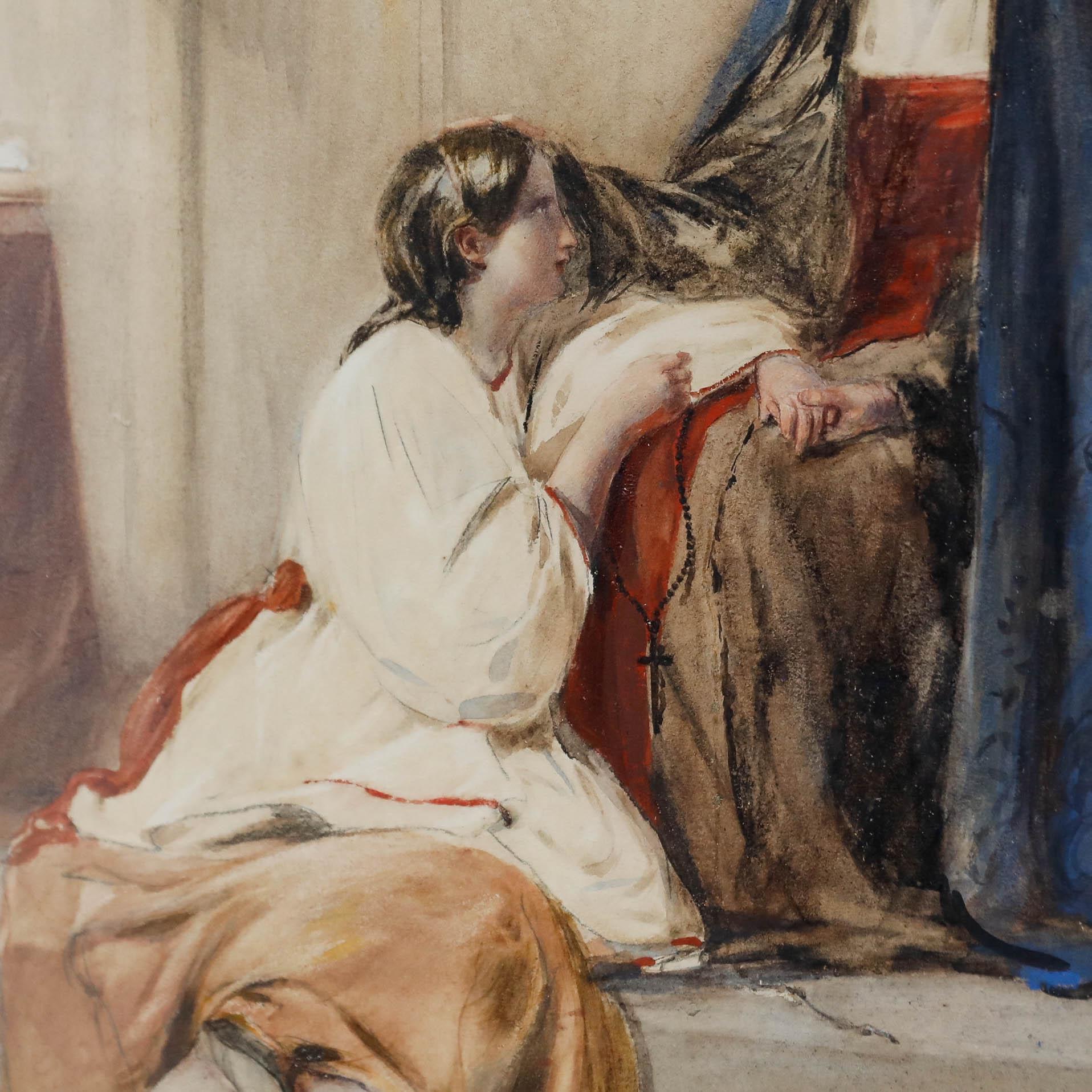 Paul Falconer Poole RA (1807-1879) - 1839 Aquarelle, Guidance de la Sainte Sœur en vente 1