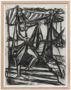 Christian Julia (1921-1991) - Mid 20th Century Charcoal Drawing, At Work
