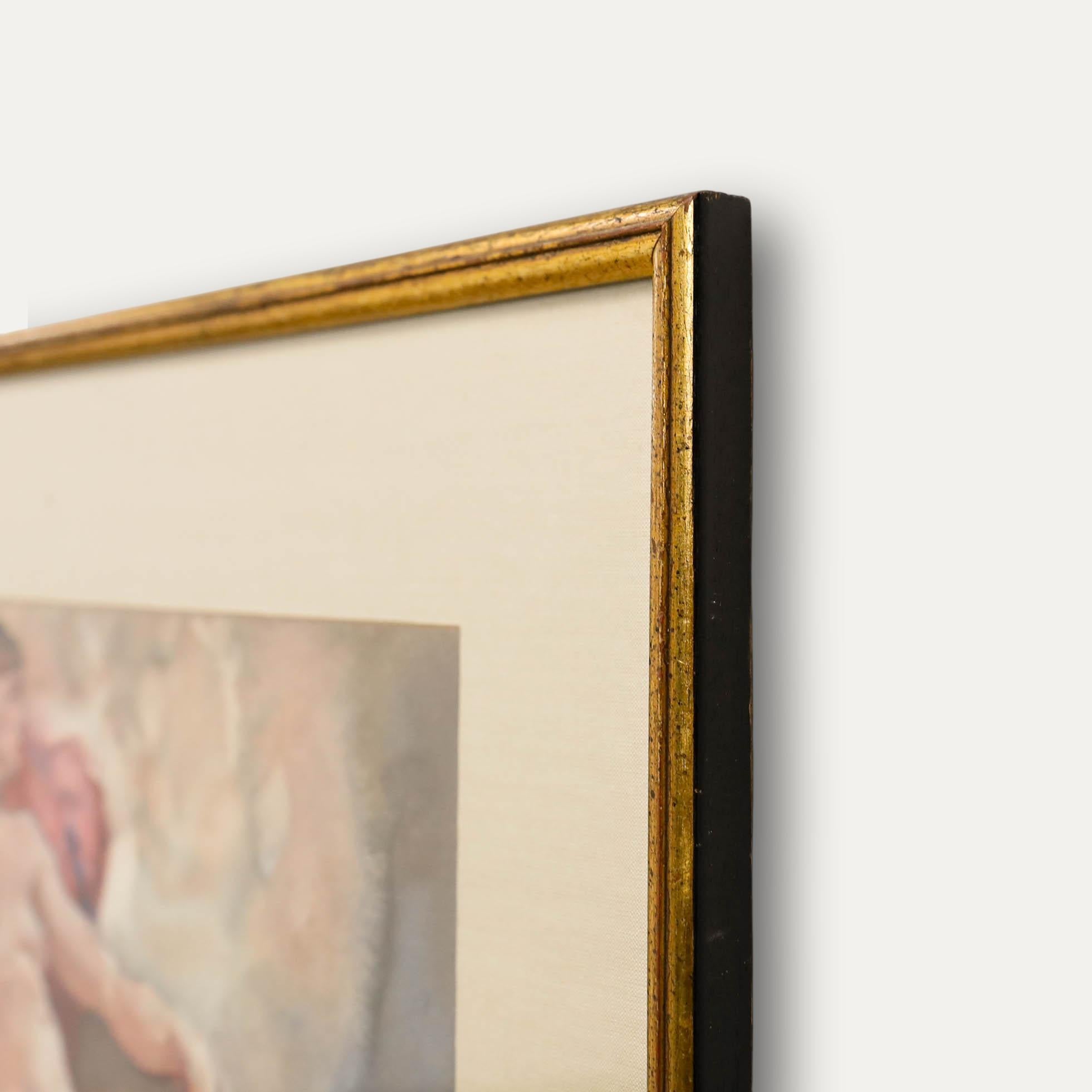 Jacob Dooijewaard (1876-1969) - Aquarelle encadrée de 1935, Nu dans un fauteuil en vente 1