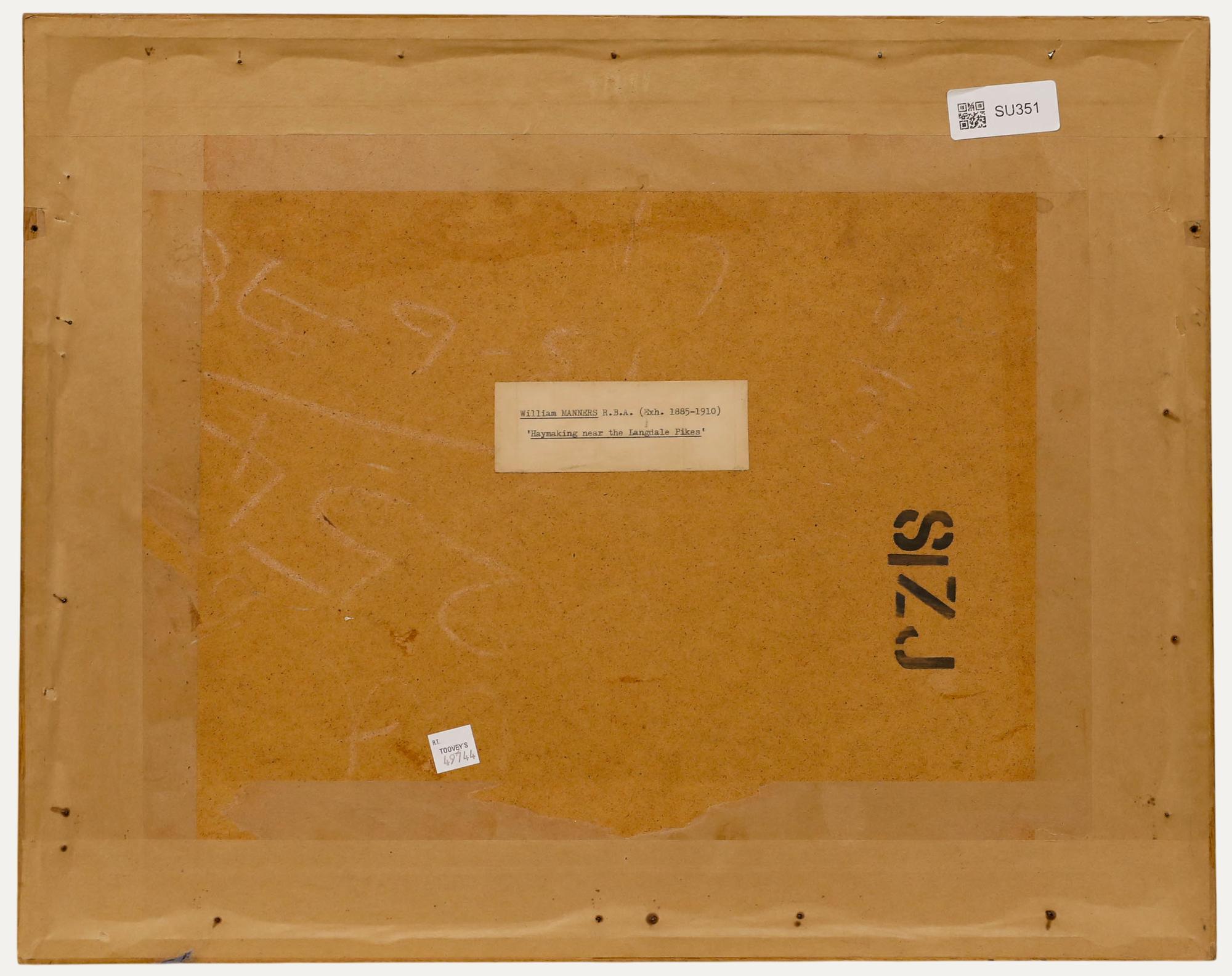 William Manners RBA (1860-1930) - Aquarelle, Fauche de foin près des pics de Langdale - Beige Landscape Art par Unknown