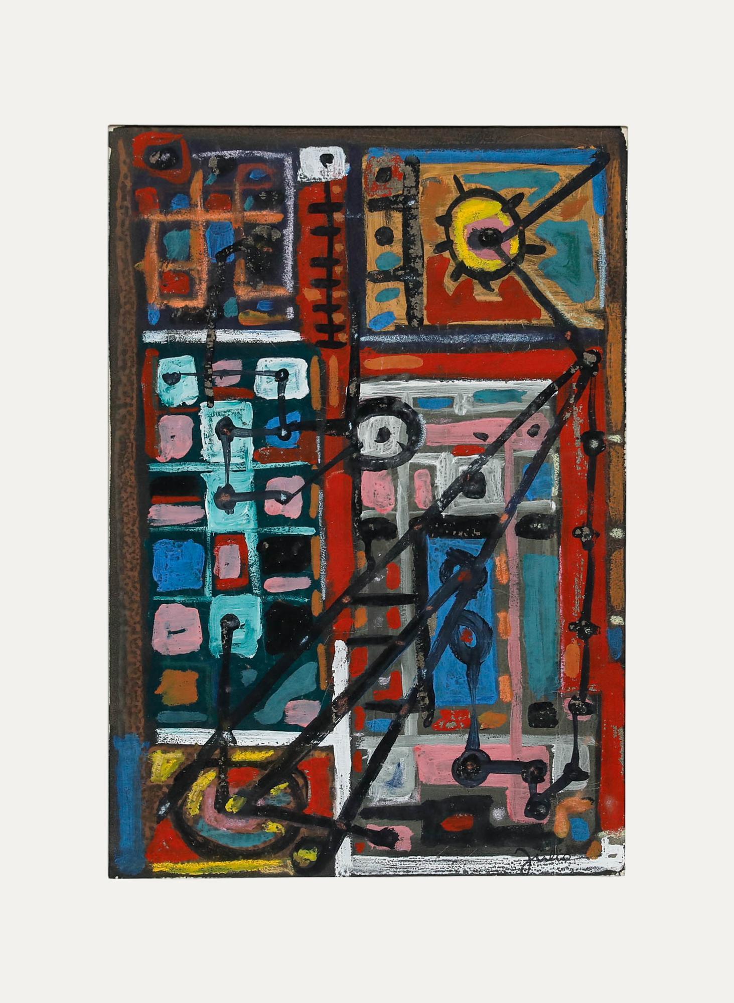 Christian Julia (1921-1991) - Gouache de mediados del siglo XX, Les Mécaniques