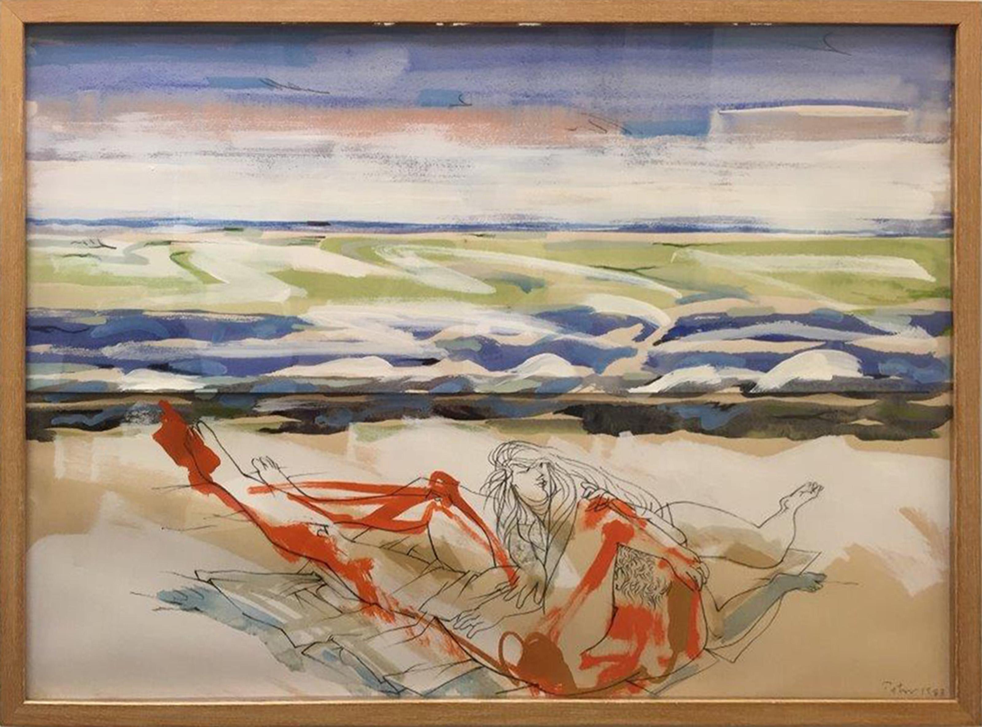 Untitled, Abstract Expressionist Watercolor and Pencil Drawing by Dimitri Petrov