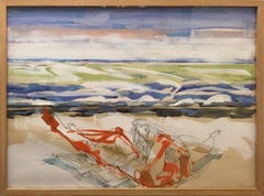 Untitled, Abstract Expressionist Watercolor and Pencil Drawing by Dimitri Petrov