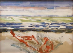 Ohne Titel, abstraktes expressionistisches Aquarell und Bleistiftzeichnung von Dimitri Petrov