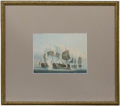 Attrib. Robert Cleveley (1747-1809) - Watercolour, Galleons at War