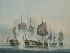 Attrib. Robert Cleveley (1747-1809) - Watercolour, Galleons at War