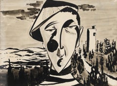 Zikim - Framed 1963 India Ink, The Frenchman