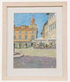Annabel Gosling (b.1942) - Contemporary Gouache, Mediterranean Plaza