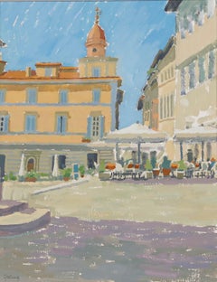 Annabel Gosling (b.1942) - Contemporary Gouache, Mediterranean Plaza