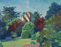 Annabel Gosling (geb. 1942) - Impressionistische zeitgenössische Gouache, Garten im Sommer