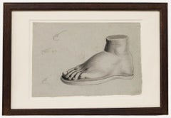 E. Gaubert - Framed Late 19th Century Graphite Drawing, Study of a Foot