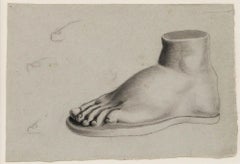 E. Gaubert - Framed Late 19th Century Graphite Drawing, Study of a Foot