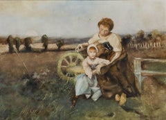 Kreis von William Lee Hankey (1869-1952) - Gerahmtes Aquarell, Sitzend im Feld