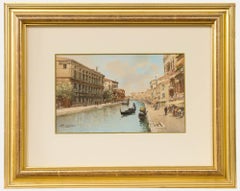 Andrea Biondetti (1851-1946) - Framed Watercolour, Grand Canal Scene