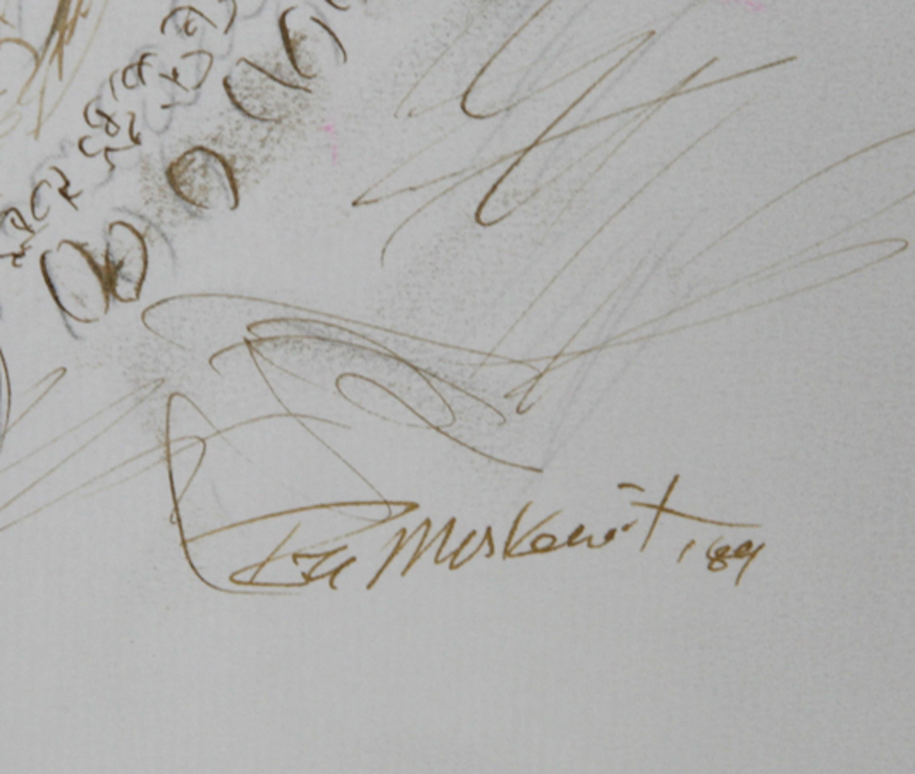Native American Man - II, Folk Art Ink on Paper by Ira Moskowitz For Sale 1