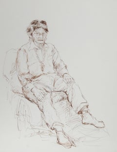 Man in Wheelchair, encre moderne sur papier d'Ira Moskowitz