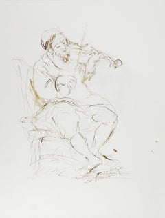 Violinista - IV, Tinta moderna sobre papel de Ira Moskowitz