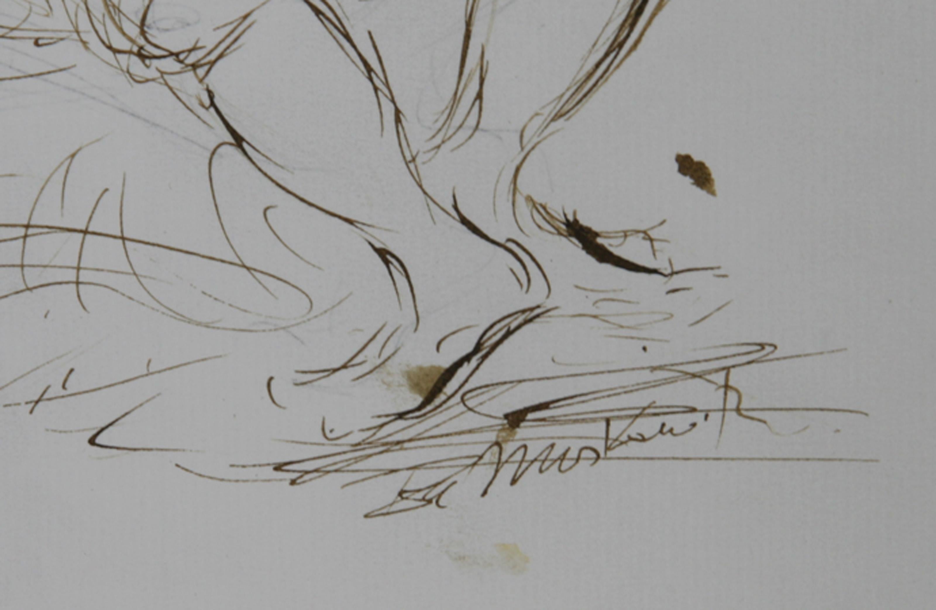 Fiddler - IV, Modern Ink on Paper by Ira Moskowitz For Sale 1