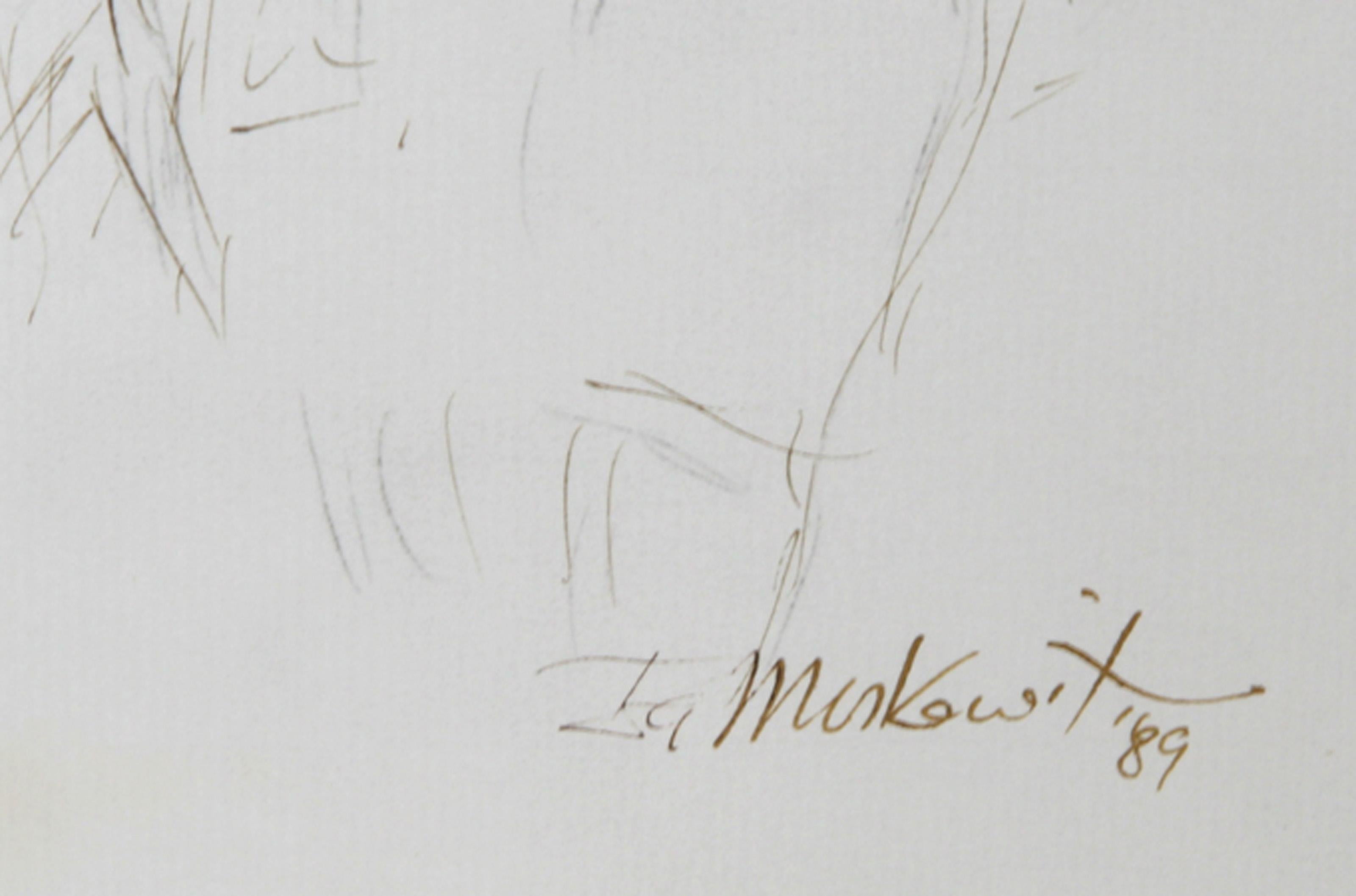 Couple - V, encre contemporaine sur papier d'Ira Moskowitz en vente 1