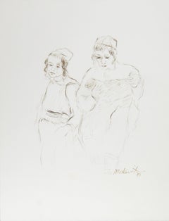 Couple - V, encre contemporaine sur papier d'Ira Moskowitz