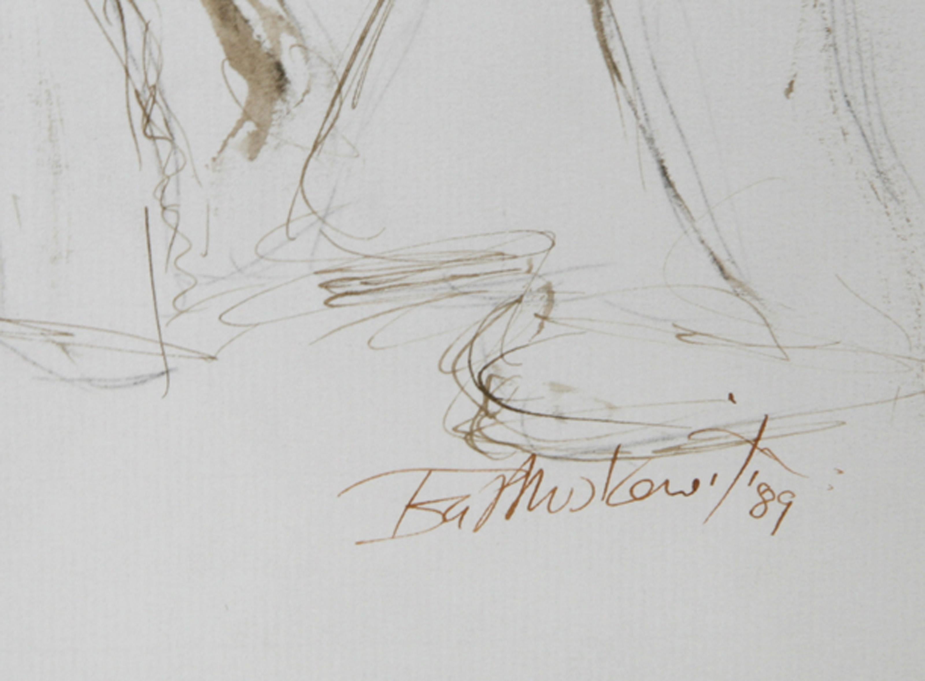 Fiddler - XI, Folk Art Ink on Paper by Ira Moskowitz For Sale 1
