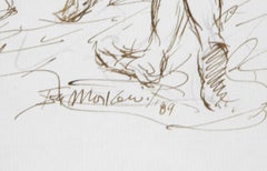 Dancing Couple - I, Modern Ink on Paper by Ira Moskowitz