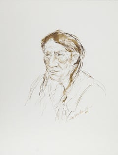 Native American Man - III, Moderne Tinte auf Papier von Ira Moskowitz